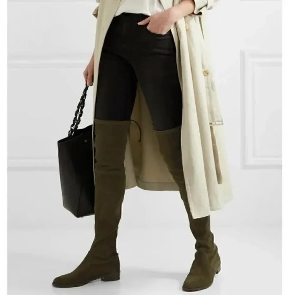 Stuart Weitzman Lowland Loden Green Suede Over The Knee boots
